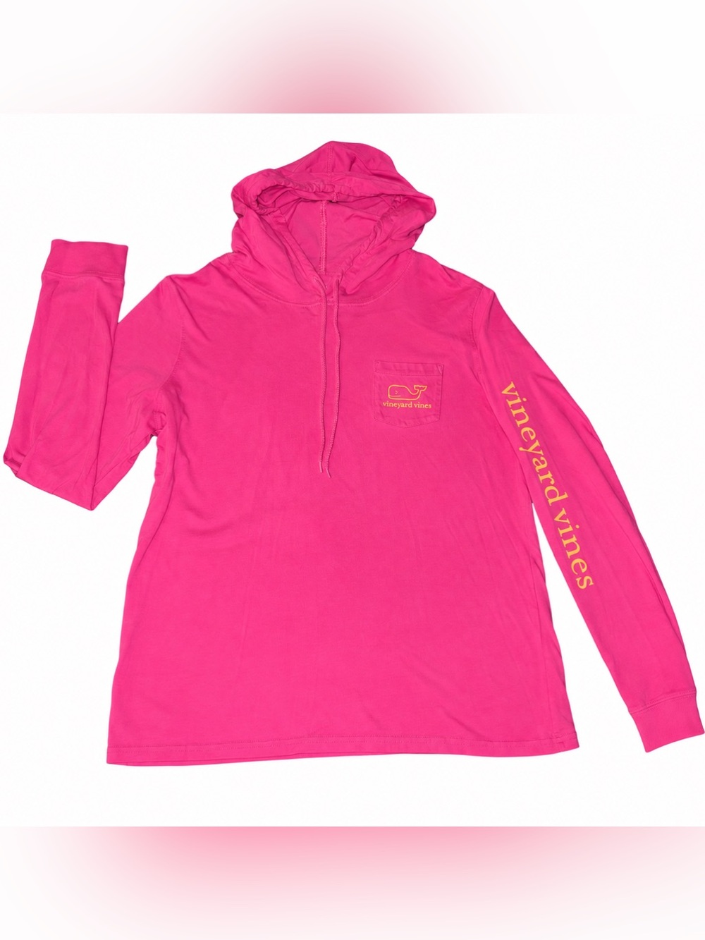 Vineyard Vines Pink Whale Hooded Long Sleeve Shirt Medium